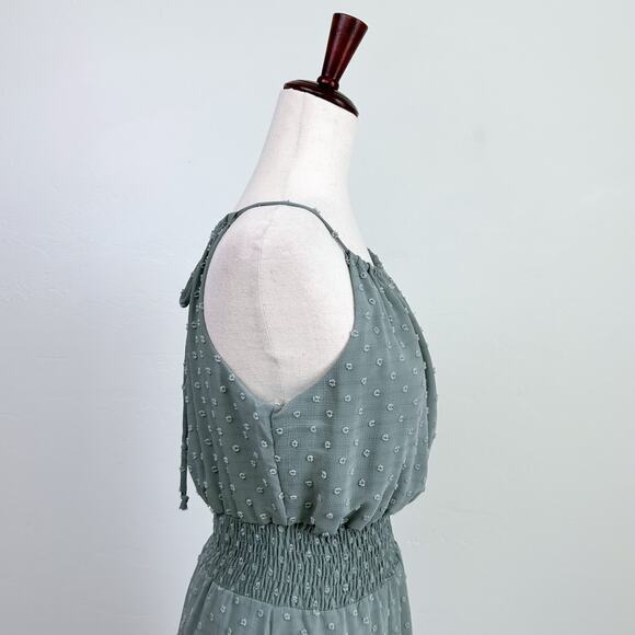 Altar'd State Green Sage Clip Dot Sleeveless Halter Mini Dress NWT - Picture 5 of 9